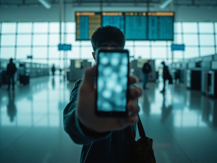 航站楼里独自等待的旅客