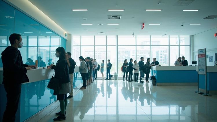 中国消费者协会大厅消费者排队咨询场景