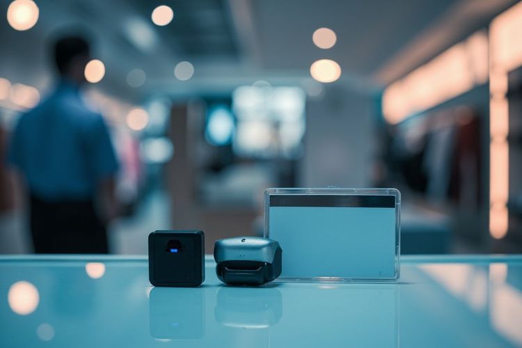 收银台上的手机与工作证